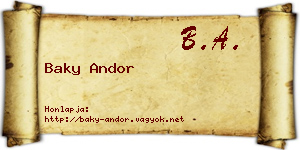 Baky Andor névjegykártya